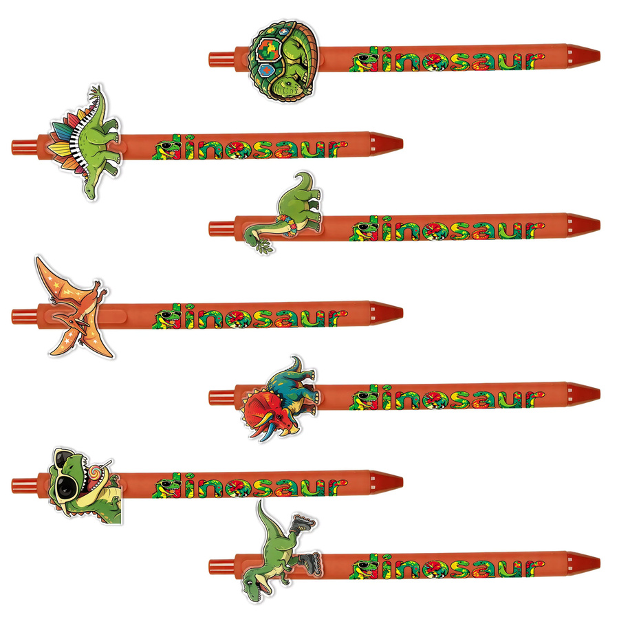 6er Set kreative Kugelschreiber mit rotierendem Dinosaurier-Design in Multicolour - Bild 2