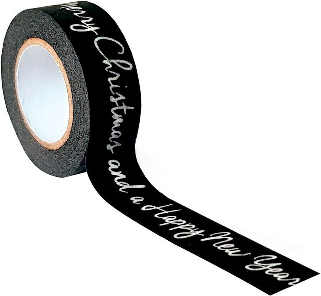 URSUS Masking Tape Merry Christmas & Happy New Year aus Papier in Schwarz Weiß Multi - Bild 1