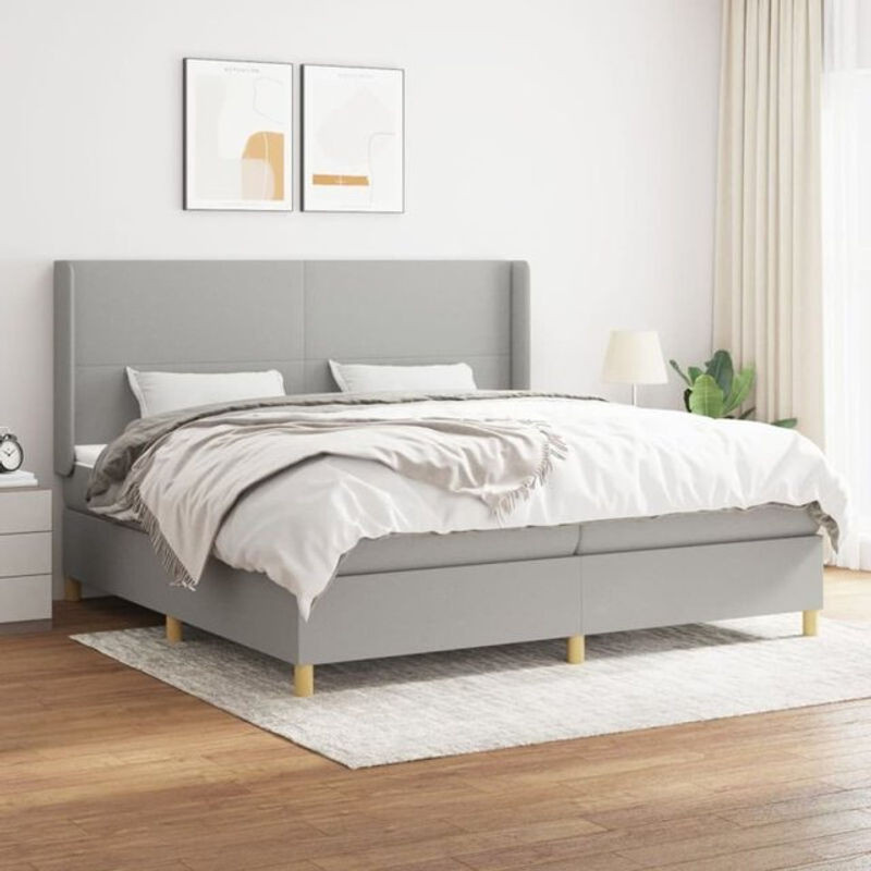 vidaxl Boxspringbett mit Matratze aus Stoff in Grau B/T/H: 200 x 200 x 128 cm - Bild 1