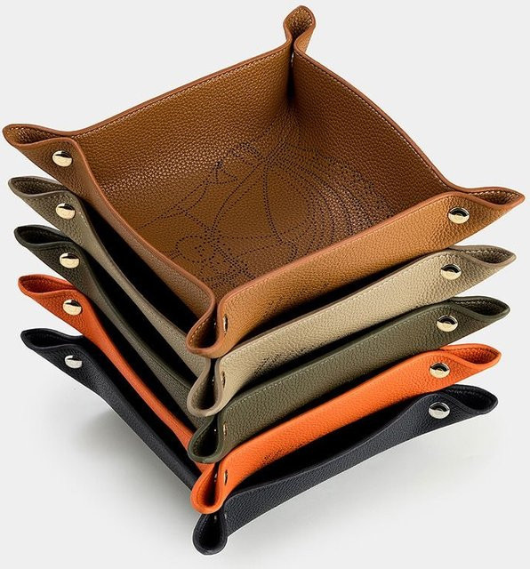 Desktop-Organizer aus zweischichtigem Rindsleder in Grün für Schlüssel, Schmuck und Kosmetik - Bild 1