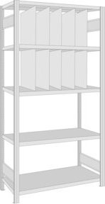 Regalwerk BERT-Regalmodul 4 Grundfeld Stecksystem Rahmen aus Stahl in RAL 7035 Grau, H x B x T: 200,0 x 100,5 x 50,0 cm - Bild 1