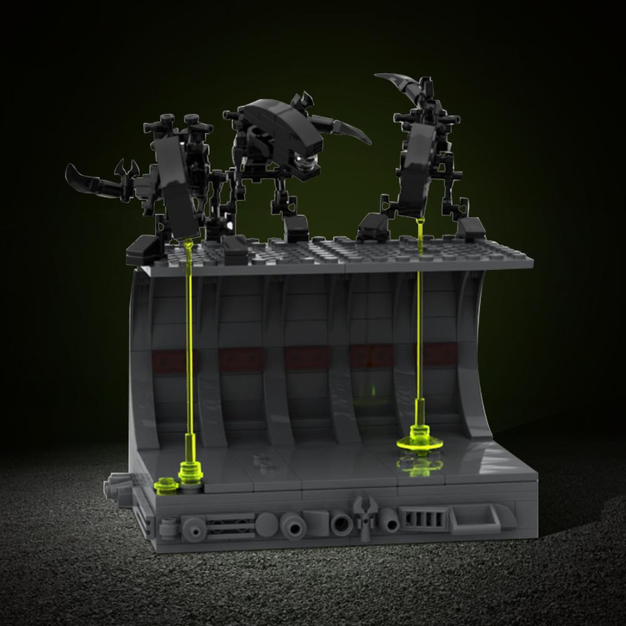 Gobricks MOC Aliens Regal Diorama Baustein Set in Schwarz - Bild 3