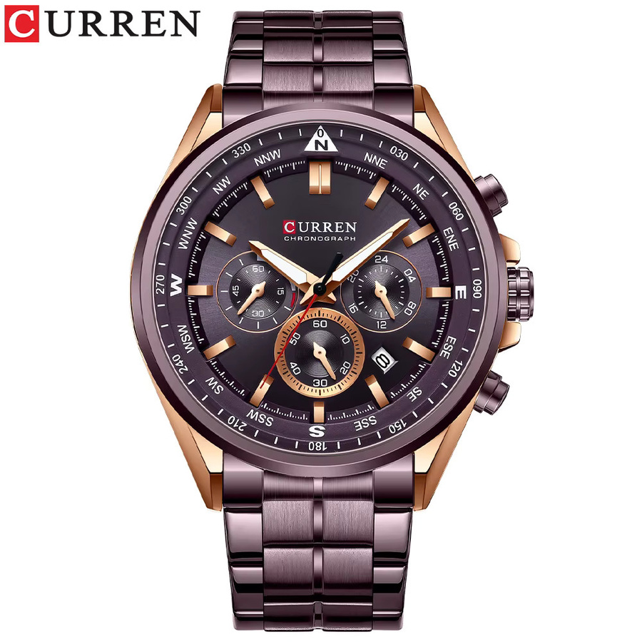 CURREN Chronograph Armbanduhr, Edelstahl, Blau, Quarz, Herren - Bild 2