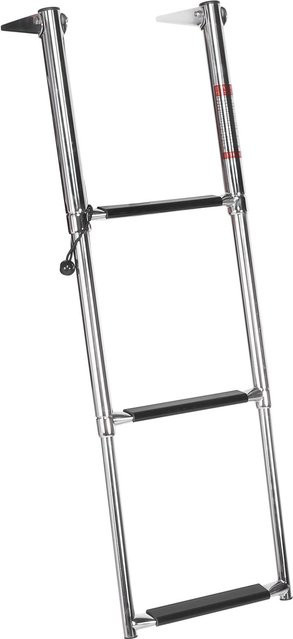 Aimo 3-Stufen Teleskop-Deckleiter aus Edelstahl in Silber, klappbare Einstiegsplattform für Bootsrampen - Bild 1
