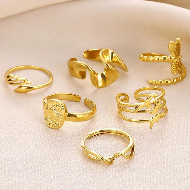 ETCAVCE Ring Edelstahl, Gold, Vogel, Unisex - Bild 1