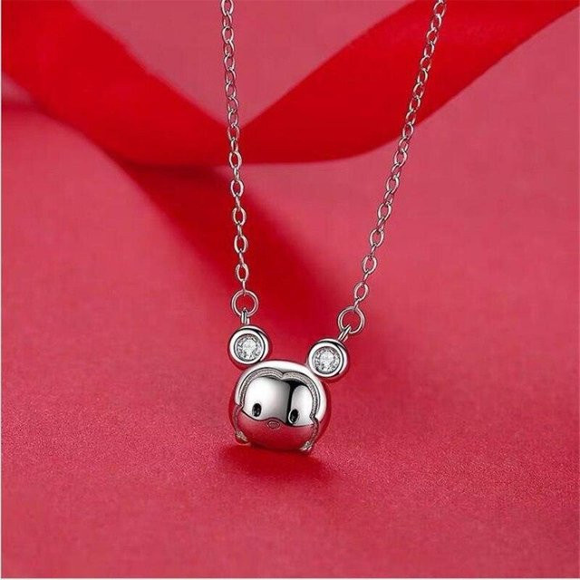 Halskette 925 Sterling Silber, Cartoon Maus, Kristall, Damen - Bild 1