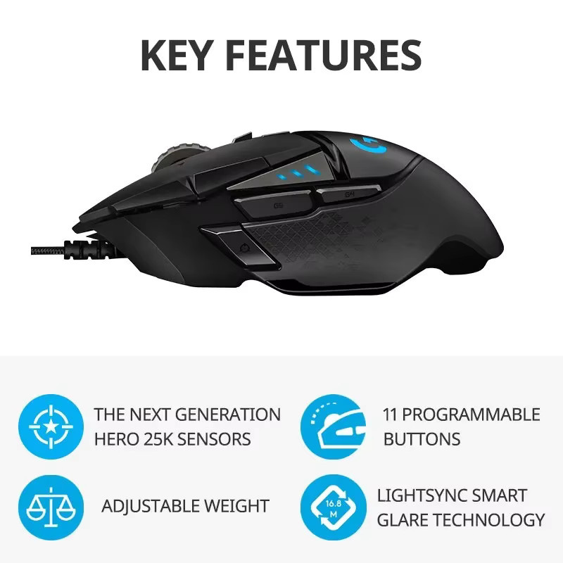 Logitech G502 Hero Gaming-Maus in Schwarz für E-Sport und Makro-Programmierung - Bild 2