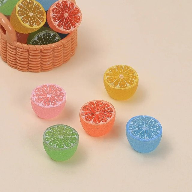 Simulierte 3D-Orangen-Harz-Cabochons, Puppenhaus-Zubehör, 10-teiliges Set - Bild 1