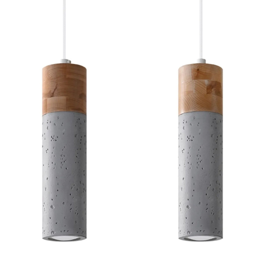 Sollux Lighting Hängeleuchte Zane in Grau aus Beton und Holz im industriellen Design - Bild 2