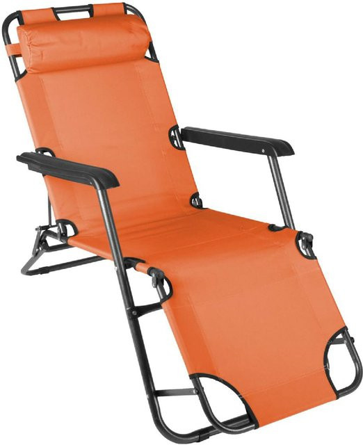 Klappbare VCM Sonnenliege aus Polyester in Orange mit verstellbarer Kopfstütze, Breite: 155 cm, Tiefe: 46 cm - Bild 1