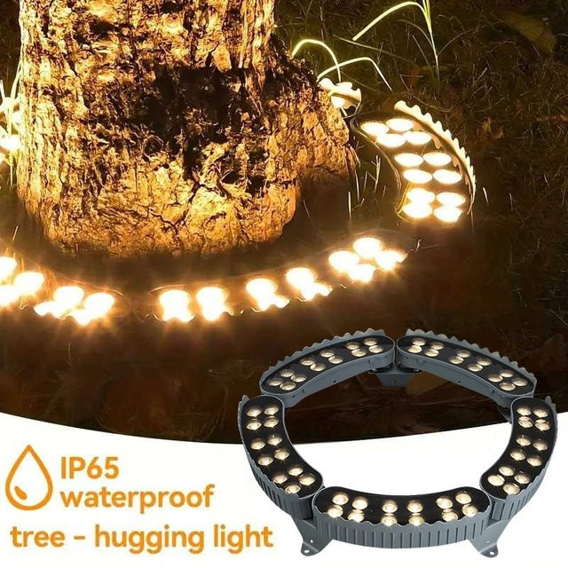 Burhui 5er Set LED-Baumumarmungslampen für den Außenbereich, IP65 wasserdichte Landschaftsstrahler in Warmweiß, Schwarz - Bild 1