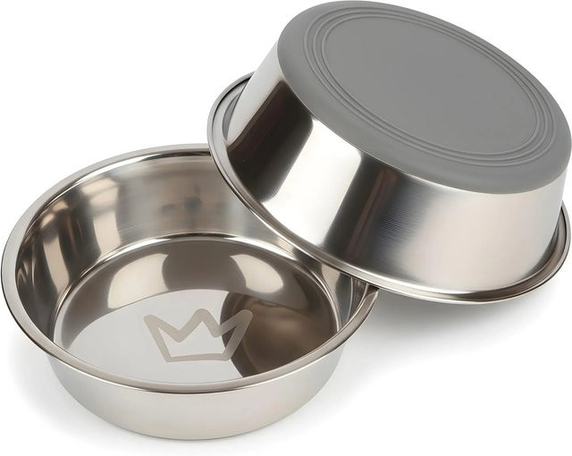 Rudelkönig Edelstahlnapf für Hunde 2er Set, Farbe Grau, 1750 ml, rutschfest und BPA-frei - Bild 1