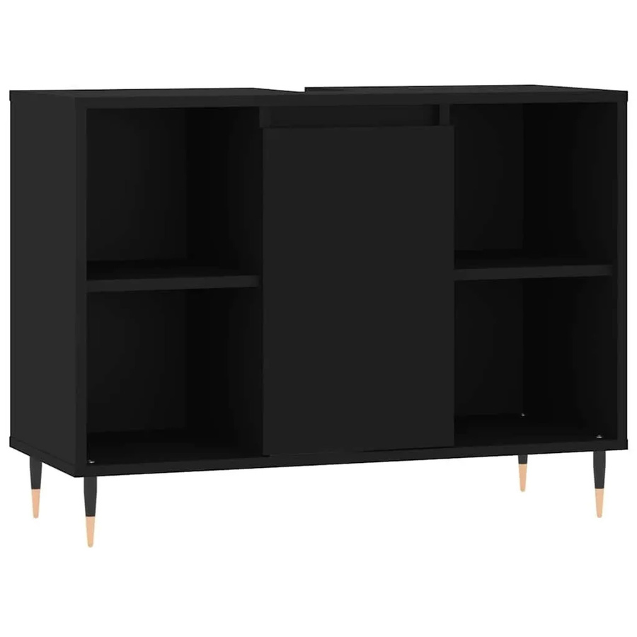vidaXL Badschrank in Schwarz Matt im industriellen Stil aus Holzwerkstoff und Eisen, B/T/H: 80 x 33 x 60 cm - Bild 2