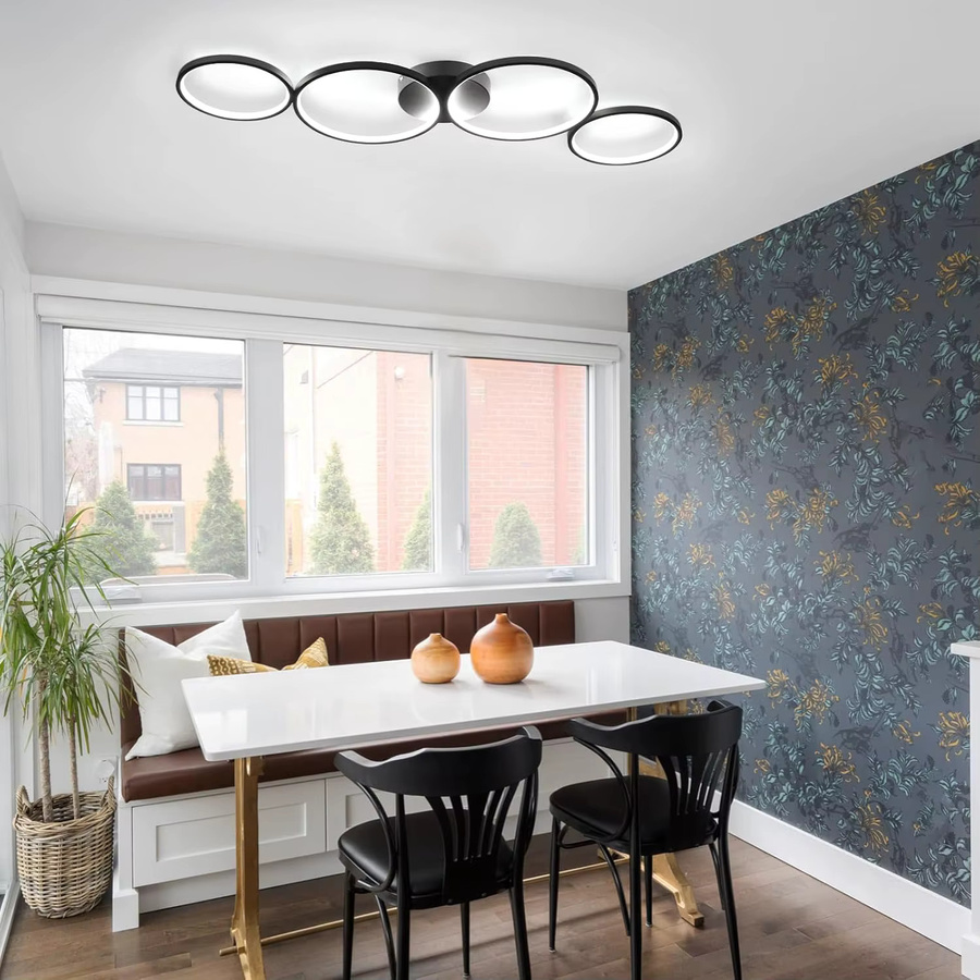 Cliheet 4-Ring LED-Deckenleuchte in Schwarz, modern, dimmbar mit Fernbedienung, 55 W, Durchmesser: 88 cm - Bild 4