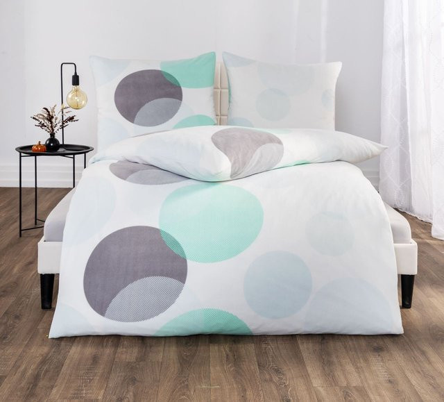 Dreamtex Nicki Bettwäsche mit Grafikdesign in Weiß, B/H: 155 x 220 cm und B/H: 80 x 80 cm - Bild 1