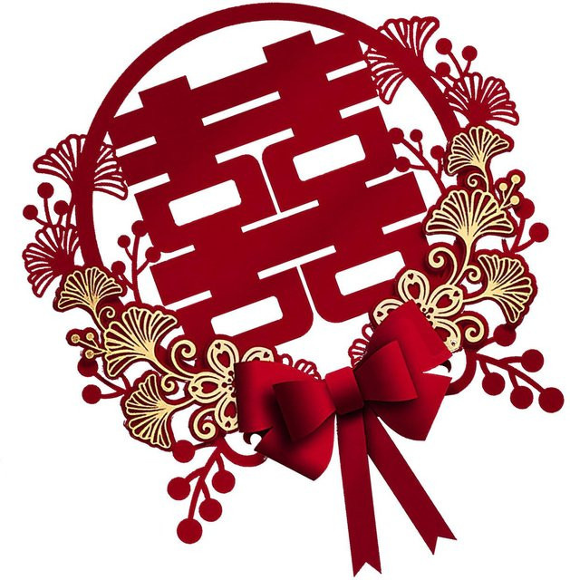 Roter Chinesischer Hochzeitsaufkleber Doppelglück als traditionelle Dekoration für Wand und Fenster - Bild 1