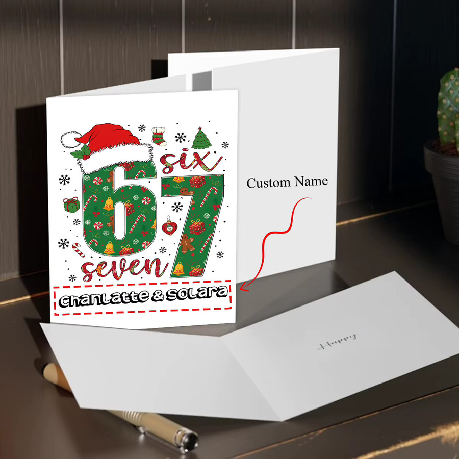 Weihnachtsgrußkarte mit individuellem Namen und Umschlag im 6,7 Design, bunt, aus Papier - Bild 6