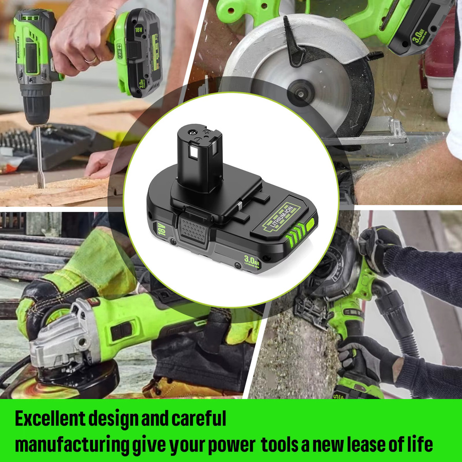 Ryobi 18V 3,0Ah Li-Ionen-Ersatzakku für ONE+ P108 P107 P104 in Schwarz mit LED-Leistungsanzeige und integriertem Schutz - Bild 5
