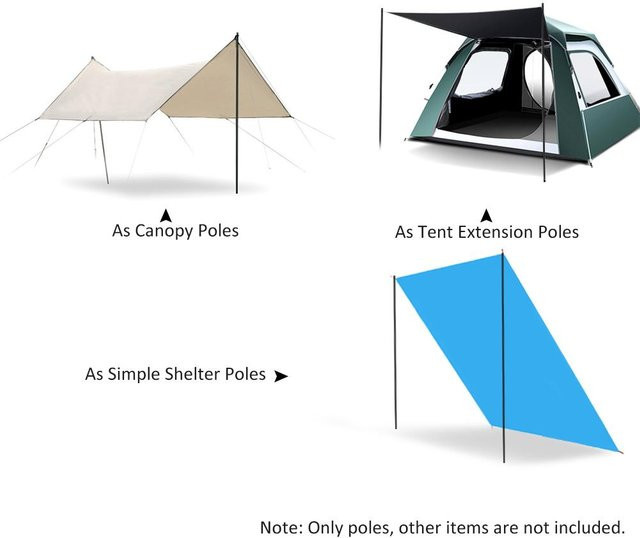 2er Set Wosawe Outdoor Sports Zeltüberdachungsstangen aus Stahl für Markisenrahmen in Schwarz - Bild 1