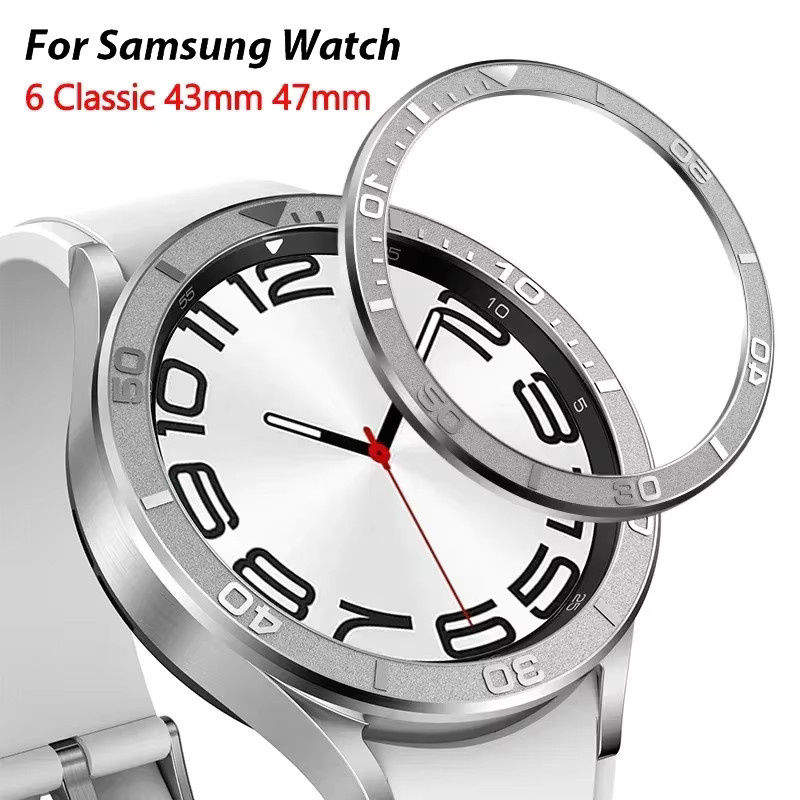CAOWTAN Uhrenzubehör Metallrahmen für Samsung Galaxy Watch 6 Classic, Edelstahl, Silber - Bild 3