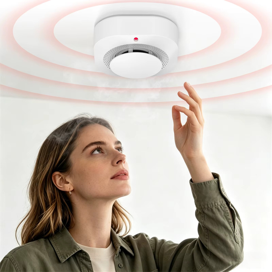Tuya Zigbee Rauchmelder mit 360 Grad Erkennung und App-Alarm in Weiß - Bild 2