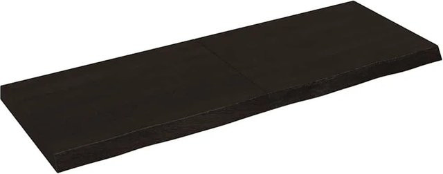vidaXL Wandregal aus Massivholz Eiche in Dunkelbraun, rustikaler Stil, B: 140 cm, T: 50 cm, H: 2-6 cm - Bild 1