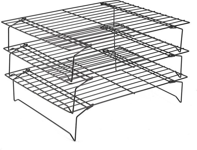 TOMTOP JMS Edelstahl-Kühlregal mit Antihaftbeschichtung in Schwarz, B/T/H: 34,0 x 24,5 x 7,0 cm - Bild 1