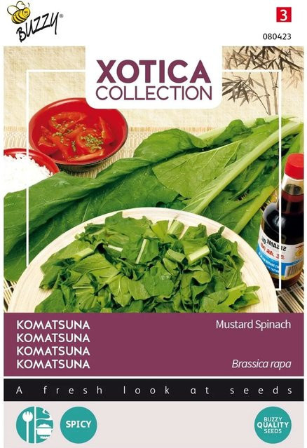 Buzzy Xotica Komatsuna Mustard Spinach Gemüsesamen für die Freiland-Aussaat, 3 g - Bild 1
