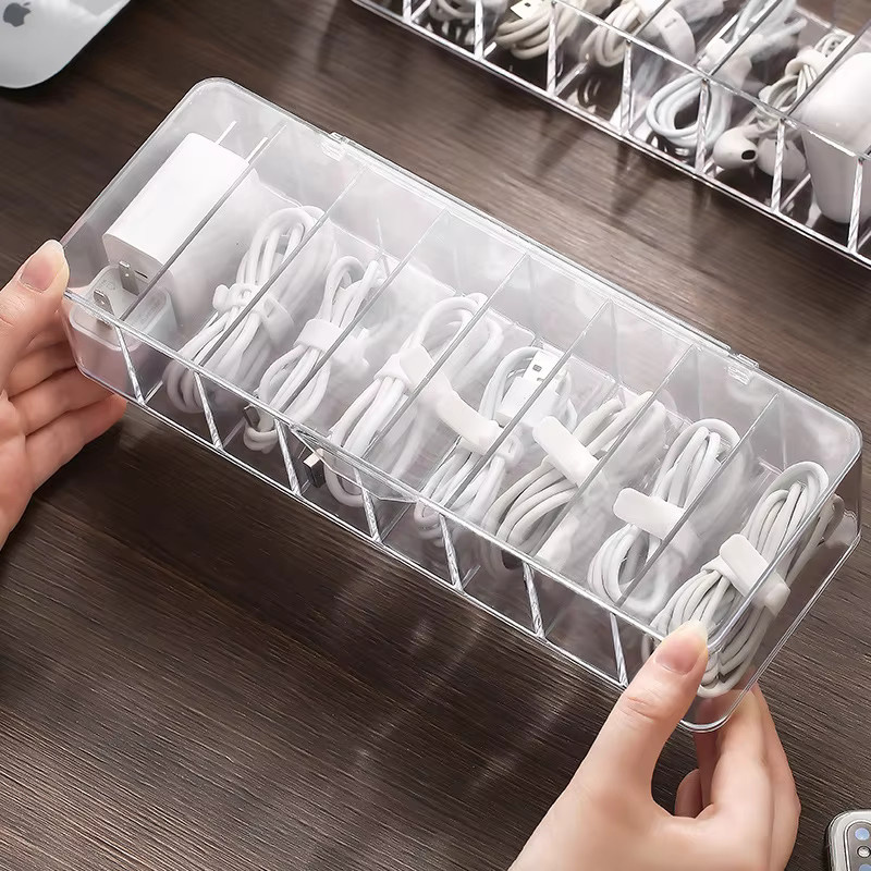 Multifunktions-Kopfhörer-Datenkabel-Organizer mit Deckel in Transparent, 5 Größen für deinen Schreibtisch - Bild 4