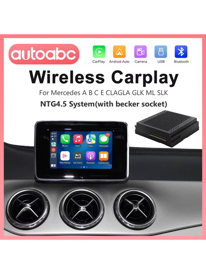 AUTOABC Drahtloses CarPlay und Android Auto Interface für Mercedes Benz B-Klasse W246, C-Klasse W176, GLK W204, X204 mit NTG4.5, Plug-and-Play, Schwarz - Bild 6