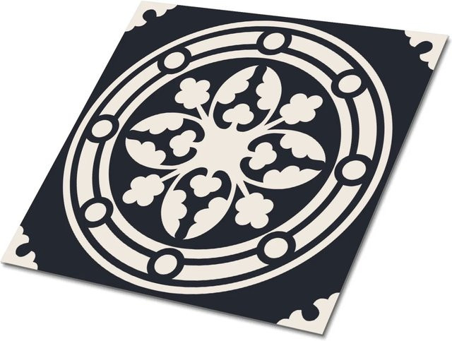 Tulup Selbstklebende Vinyl Bodenfliesen im 9er Set, Arabisches Muster, Schwarz/Mehrfarbig, B/B: 30 x 30 cm - Bild 1