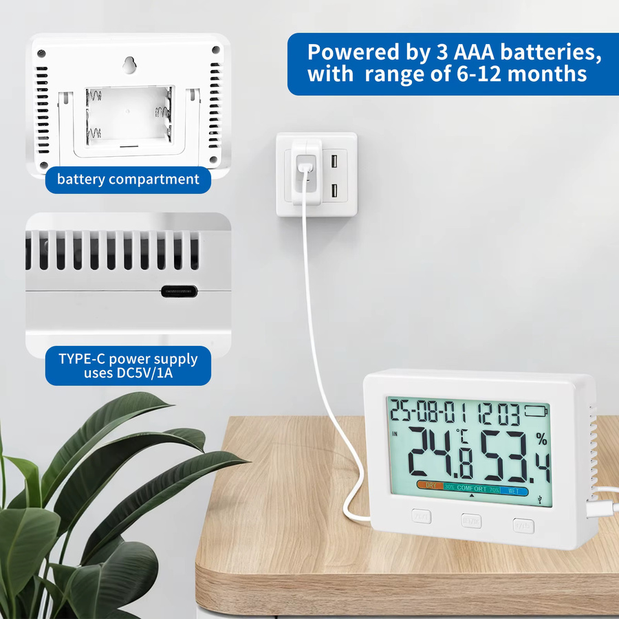 WEIRU TW21 USB Temperatur- und Feuchtigkeitsrekorder mit zwei Sensoren in Weiß - Bild 5