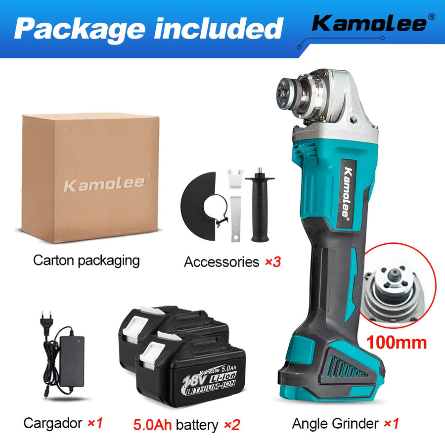 Kamolee M10 bürstenloser Akku-Winkelschleifer mit 4 Geschwindigkeitsstufen, 100 mm, 18500 U/min, kompatibel mit 18 V/21 V Akku - Bild 8