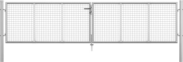 vidaXL Doppeltes Gartentor aus verzinktem Stahl in Silber, Breite: 415 cm, Höhe: 75 cm - Bild 1
