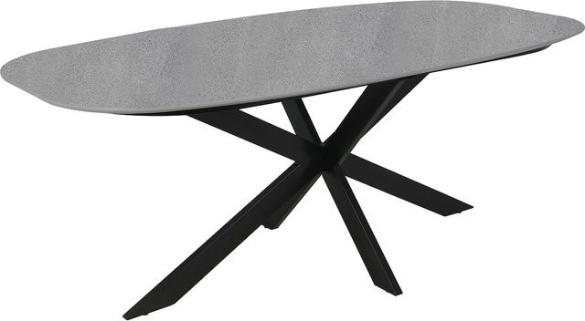 Ovaler Esstisch byLIVING in Stein-Optik, B/H/T: 200 x 76 x 100 cm, Schwarz/Grau - Bild 1