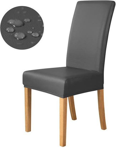 Wasserdichter Stretch-Stuhlbezug aus Kunstleder von Yiran Furniture in Grau für Esszimmerstühle - Bild 1