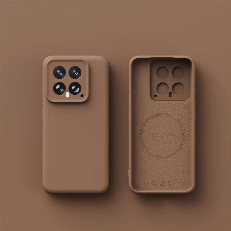 MagSafe kompatible Weiche Flüssigsilikonhülle für Xiaomi 15 Pro 14 13 12 Ultra in Türkis und Braun - Bild 1
