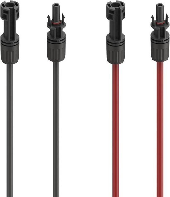 Hama Solarkabel Verlängerung für PV-Anlage mit MC4 Steckern, 4 mm², 2x 1,5 m, Rot und Schwarz - Bild 1