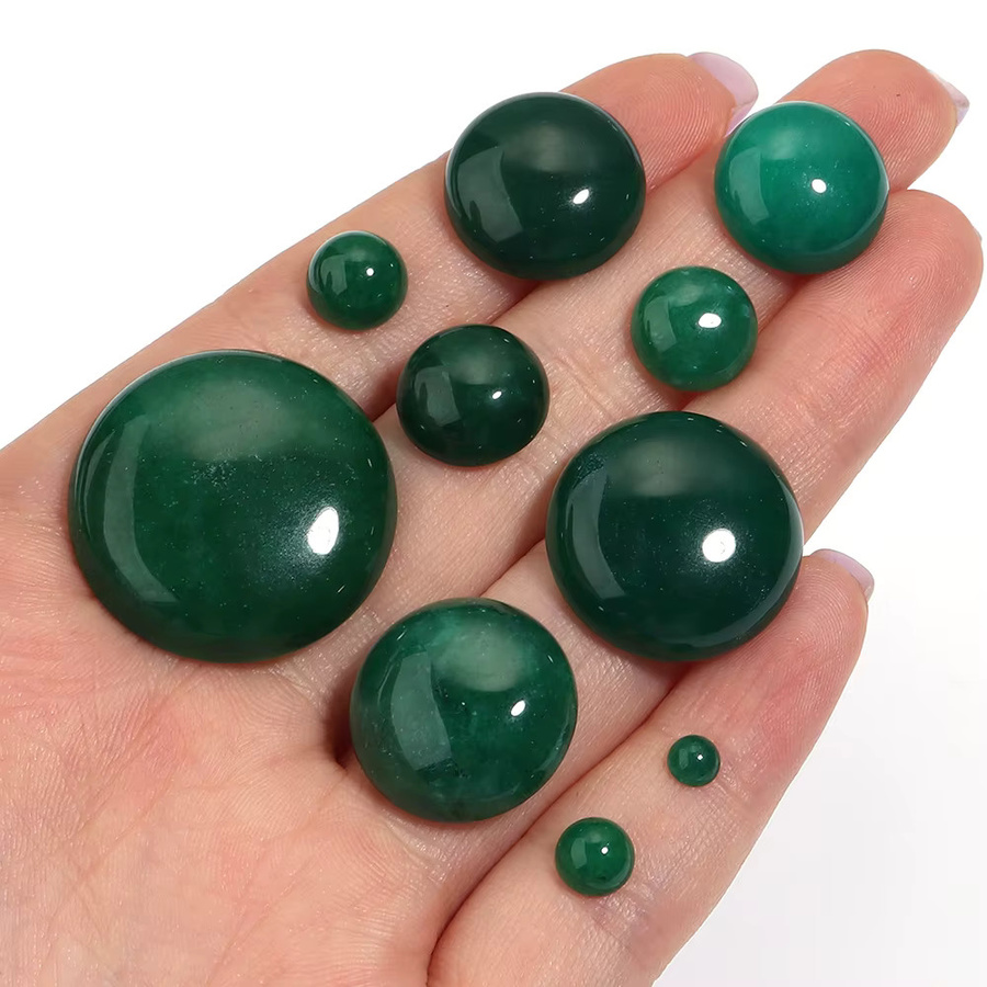 Naturstein grüner Jade-Cabochon, rund, Flatback, DIY-Schmuckherstellung - Bild 5