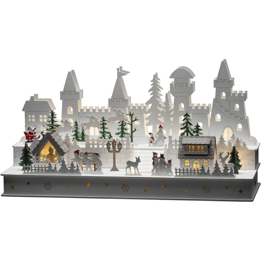 Konstsmide LED Holzsilhouette Burg Weihnachtsdekoration in Weiß mit warmweißen LEDs, Breite: 45 cm - Bild 2