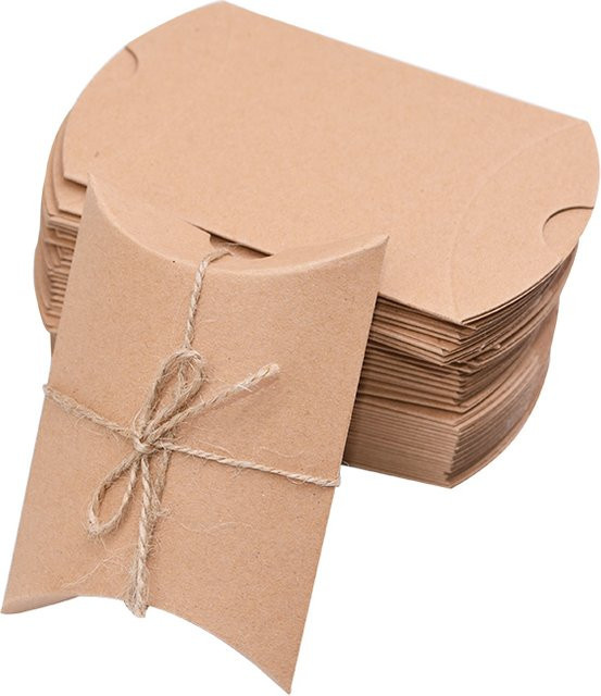Kraftpapier-Kissenboxen in Braun für Schmuck, Süßigkeiten und Hochzeitsgeschenke - Bild 1