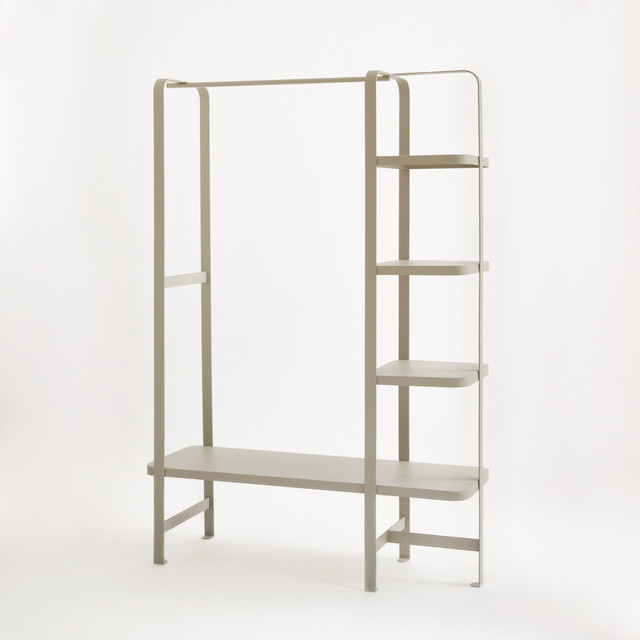 Moderne Kleiderstange BLUME2000 aus Metall in Grau mit durchgehender Linear-Schiene - Bild 1