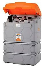 CEMO CUBE Outdoor Premium Schmierstofftankanlage in Grau und Orange mit 230 V Elektropumpe, 15 m Schlauch und Klappdeckel, B/T/H: 180 x 120 x 120 cm - Bild 1