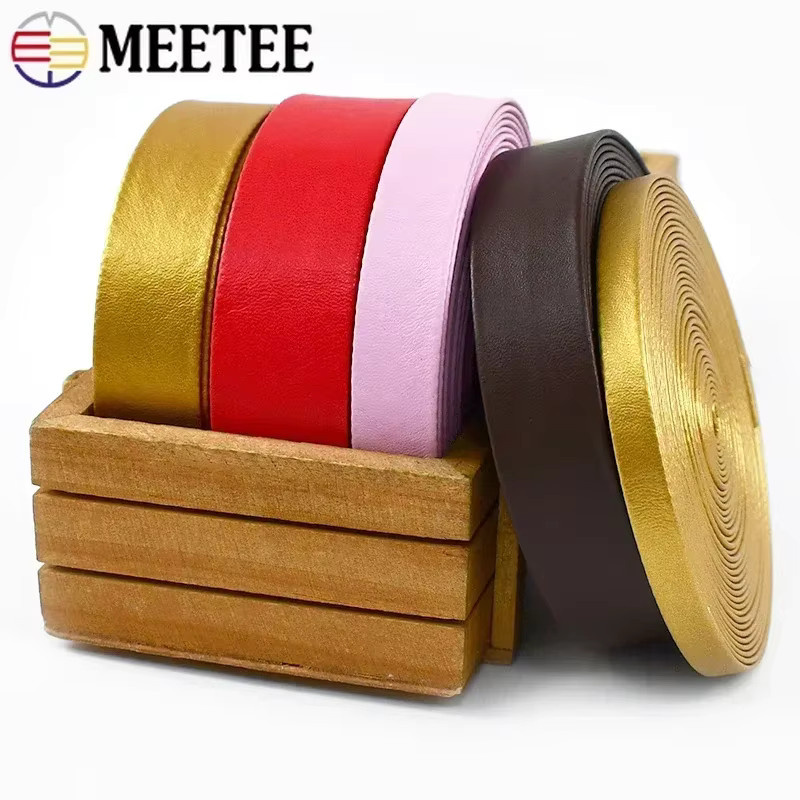 Meetee Synthetisches PU Leder Gurtband in Pink und Multicolour, 5m Länge, Breite: 5-30mm, DIY Nähzubehör - Bild 5