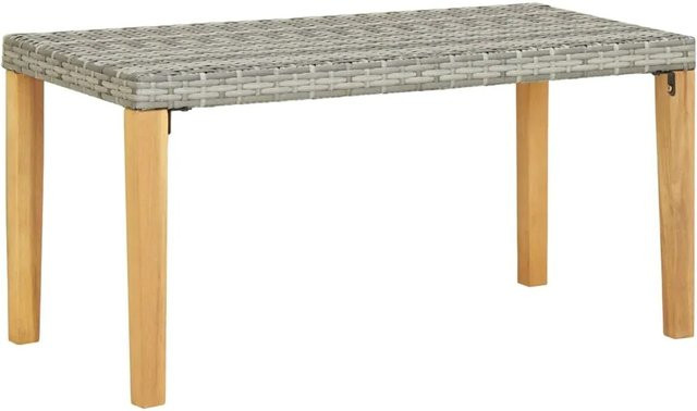 Gartenbank furnicato aus Poly Rattan und Massivholz Akazie in Grau, B/T/H: 120 x 40 x 40 cm - Bild 1