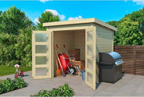 Lasita Maja Gartenhaus Zambezi 2 aus Fichtenholz in Beige mit Flachdach B/H/T: 220 x 210,9 x 274,7 cm - Bild 2