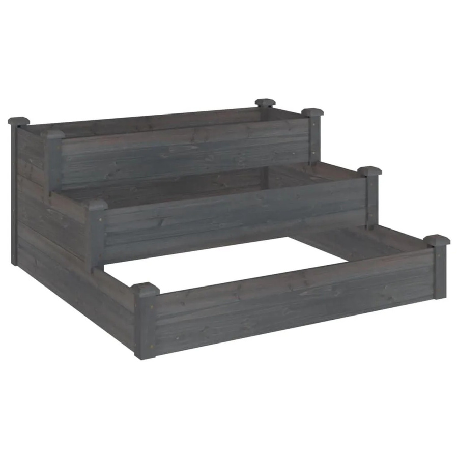 vidaXL Hochbeet aus Massivholz Tanne in Grau, B/T/H: 120 x 120 x 56 cm - Bild 2