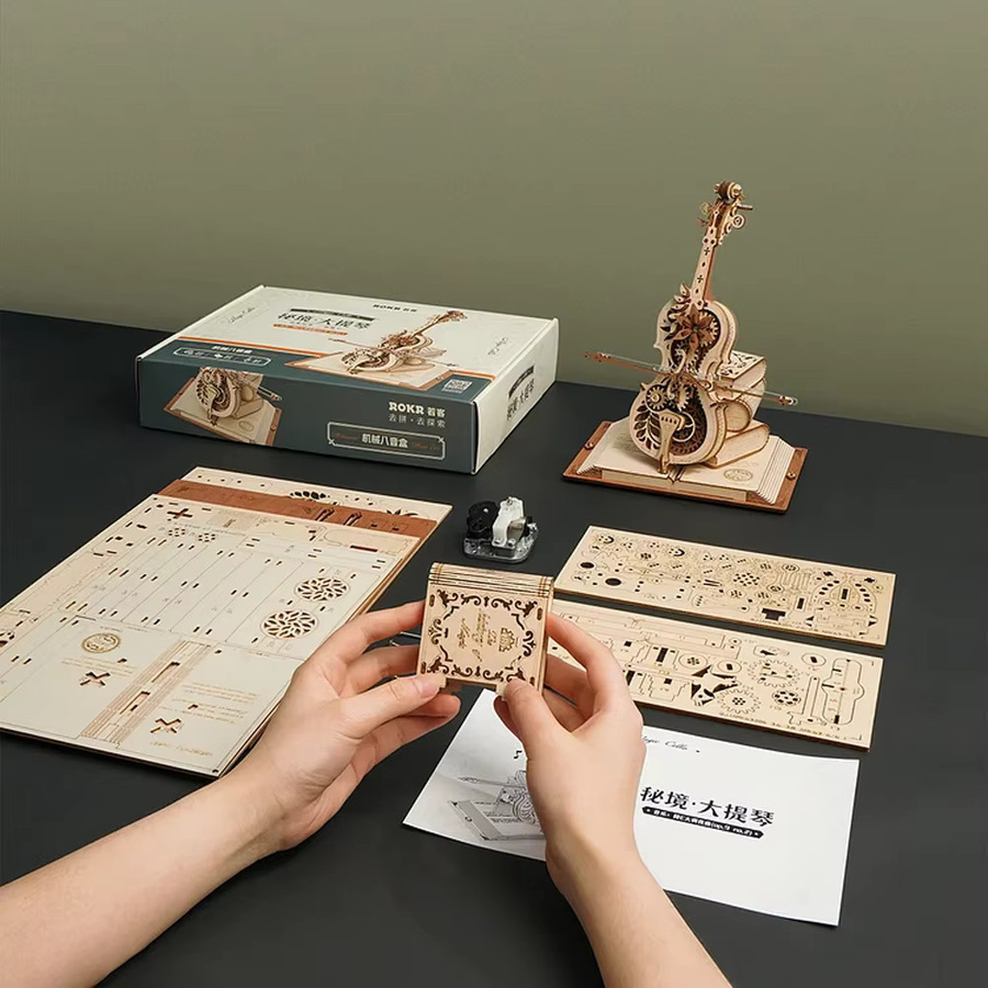 Robotime ROKR 3D-Holzpuzzle, magisches Cello, mechanische Spieluhr, ab 14 Jahren - Bild 4