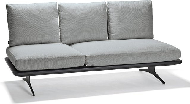 Stern Enya Lounge Liege aus Aluminium in Anthrazit Matt mit Kordel Rückenteilen und Polyacryl Kissenset in Granitgrau - Bild 1