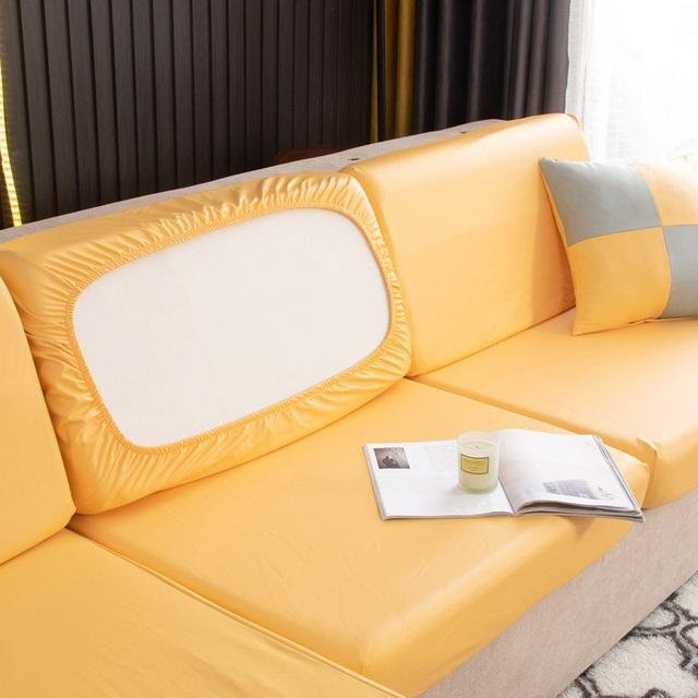 Housmife Sofa Schonbezug aus Kunstleder, wasserabweisend, einfarbig, Gelb, Sitzlänge: 50-65 cm - Bild 1